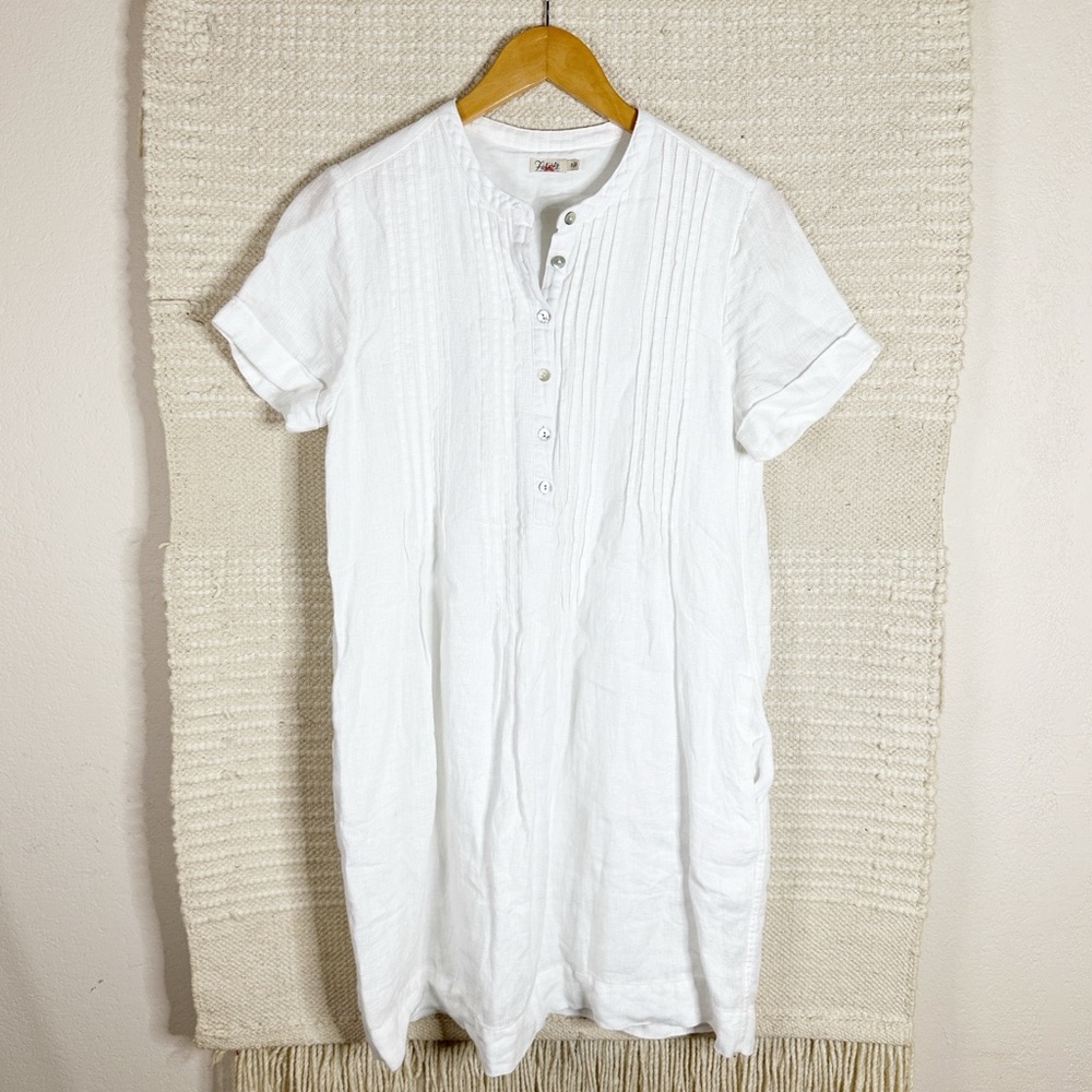 FAHERTY white linen Gemma short sleeve shirt dress S